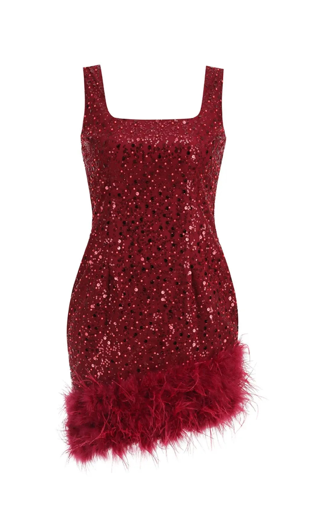 c0c1fbcd413e19eb509f0f34c5b2b3a5.jpeg Fashionslee Women Red Feather Sequin Dress