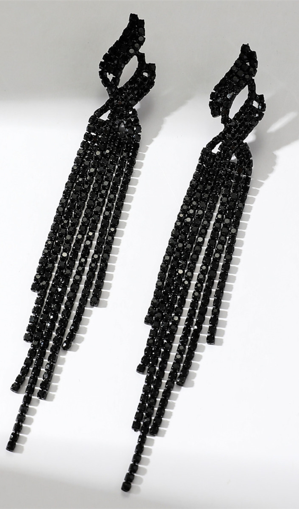 c0cab241a8ca538a055a5af2e2fe964f.jpg Fashionslee Women Dunya Black Rhinestone Tassel Earrings