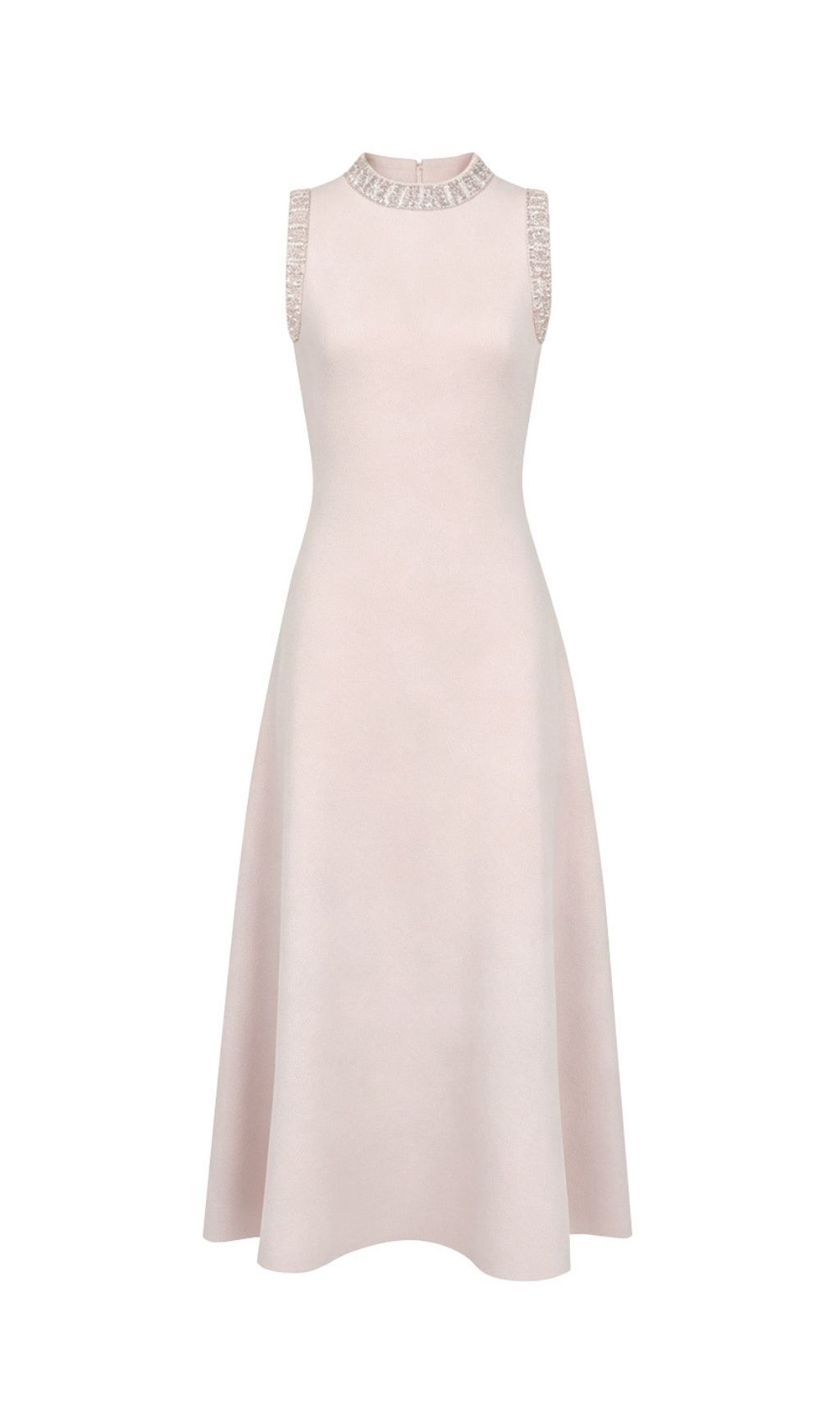 Fashionslee Women Kimberlina Pink Sleeveless Beaded Knit Midi Dress