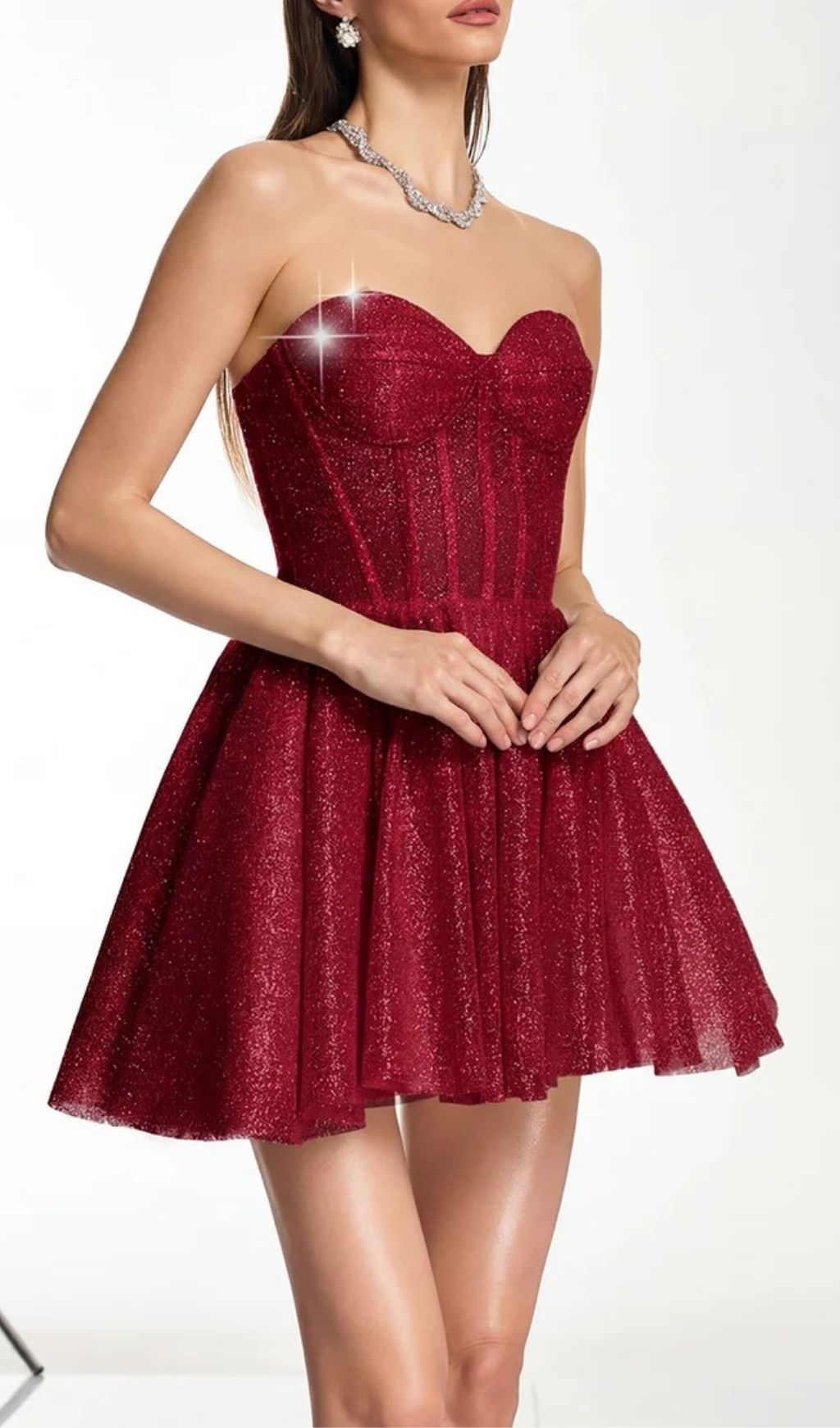 c0ebc1ad615806c074a7872a8e6a16df.jpg Fashionslee Women Darda Strapless Glitter Corset Mini Dress In Wine