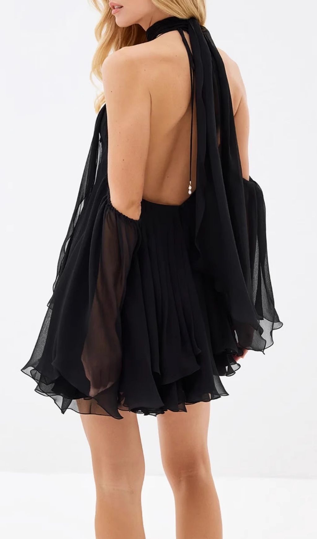Fashionslee Women Karyn Black Halter Mini Dress