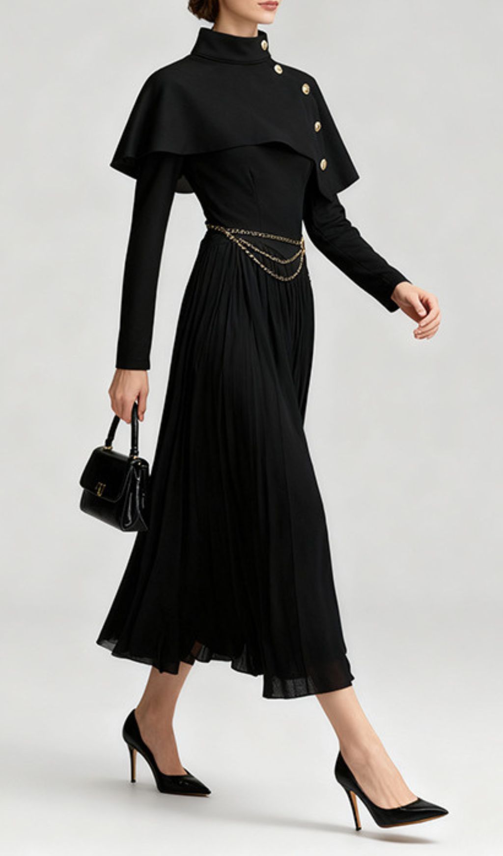 TRENDING BLACK MIDI DRESS – LONG SLEEVE AESTHETIC - OWNCI