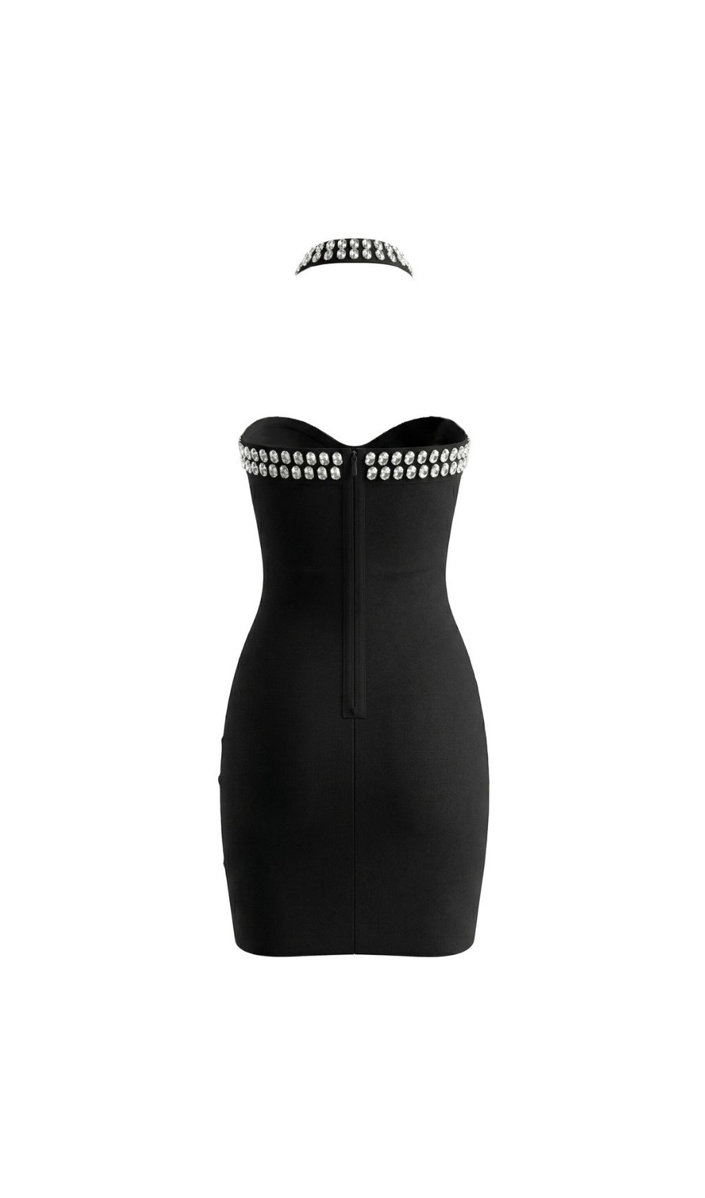 Fashionslee Women Keziah Halter Rhinestone Bandage Mini Dress