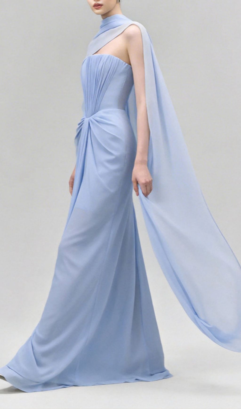 c15003e1e7d815a367d47a73c357da1e.jpg Fashionslee Women Kayley Blue Strapless Pleated Maxi Dress With Shawl