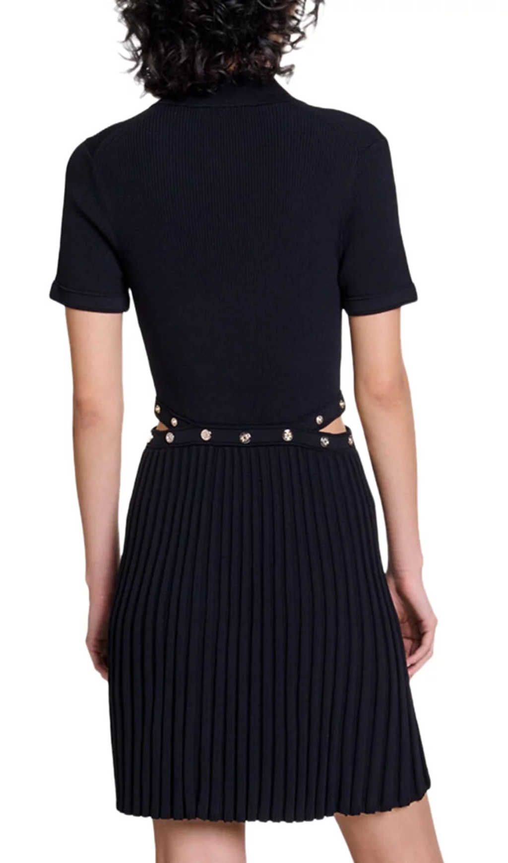 Fashionslee Women Ritourna Rib Knit Cut Out Mini Dress
