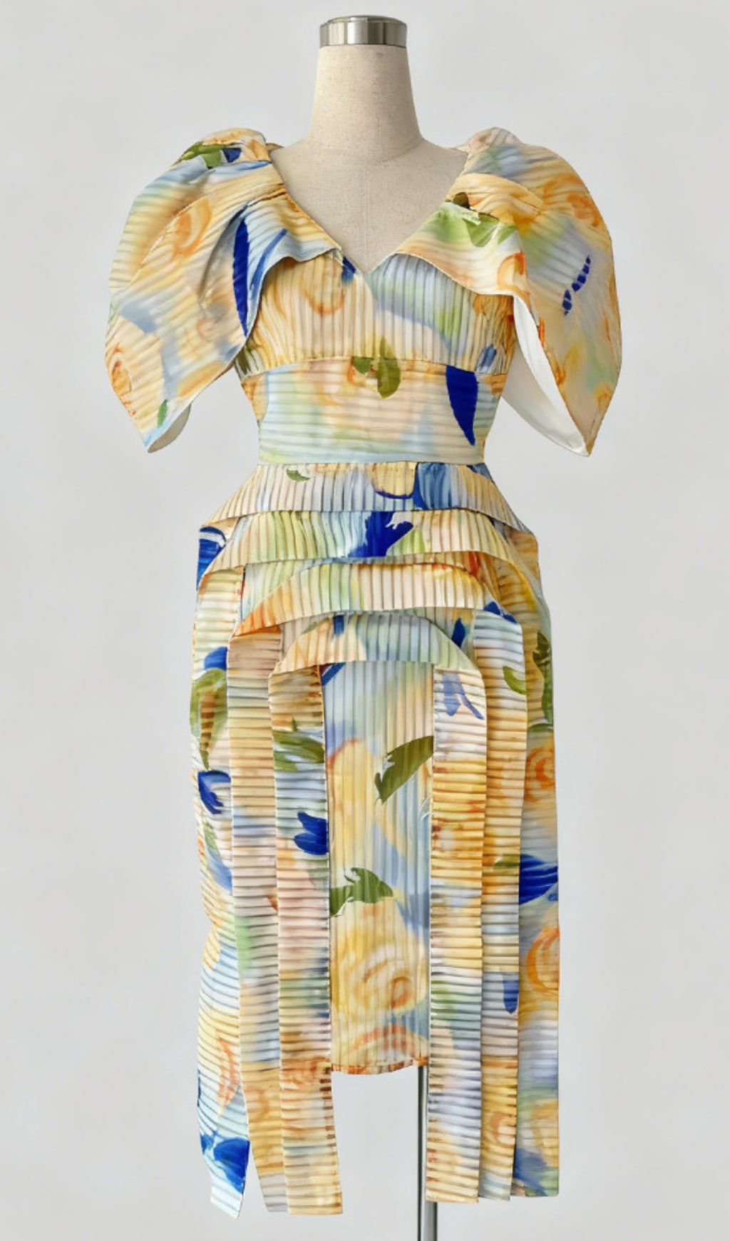 Fashionslee Women Janis Yellow Floral Puff Sleeve Midi Dress