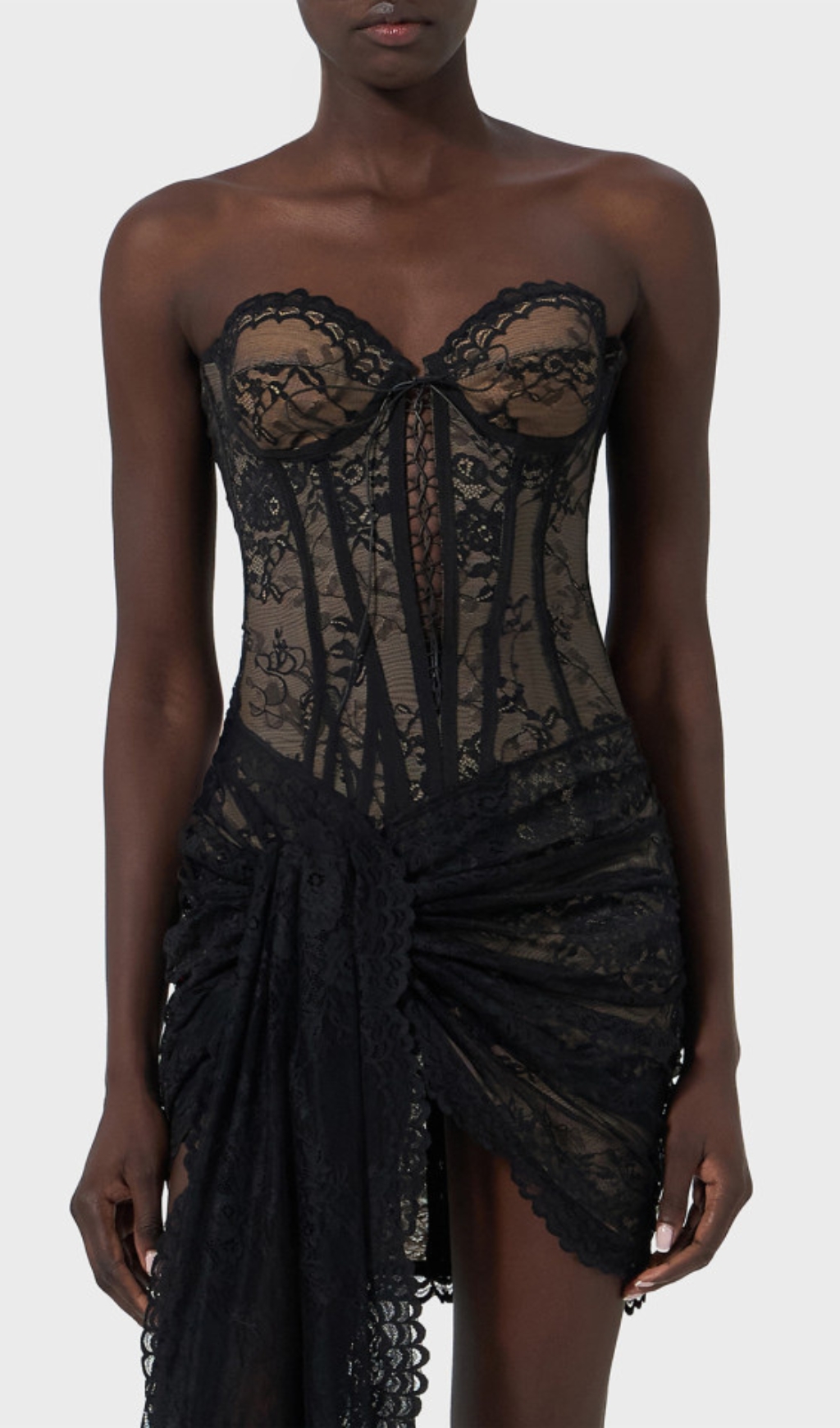 c1acd49dec547e3eb9d666c442212d5f.jpg Fashionslee Women Dusana Black Strapless Lace Corset Mini Dress