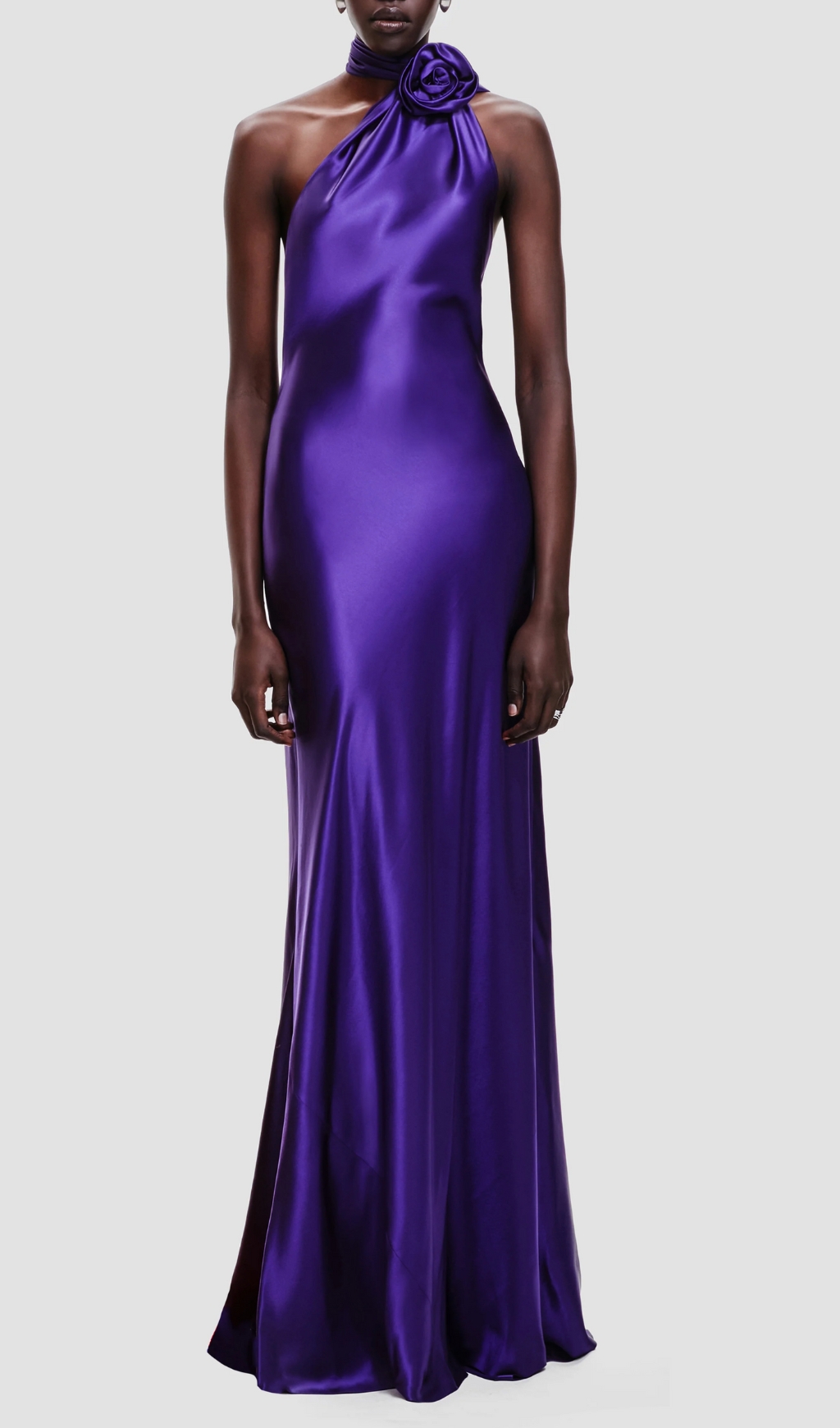 Fashionslee Women Carmelo Purple Flower Halter Maxi Dress