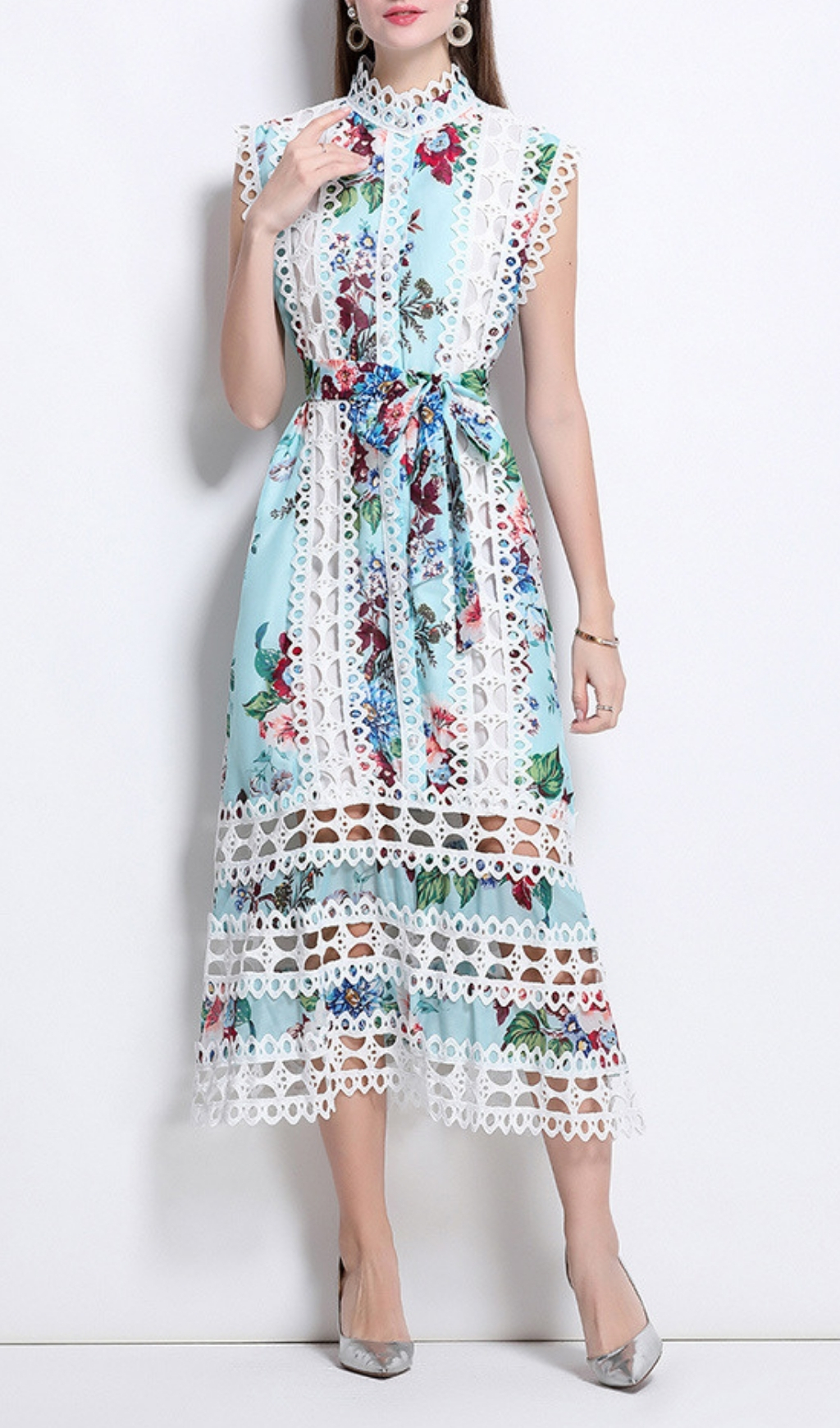 Fashionslee Women Errin Floral Hollow Out Midi Dress