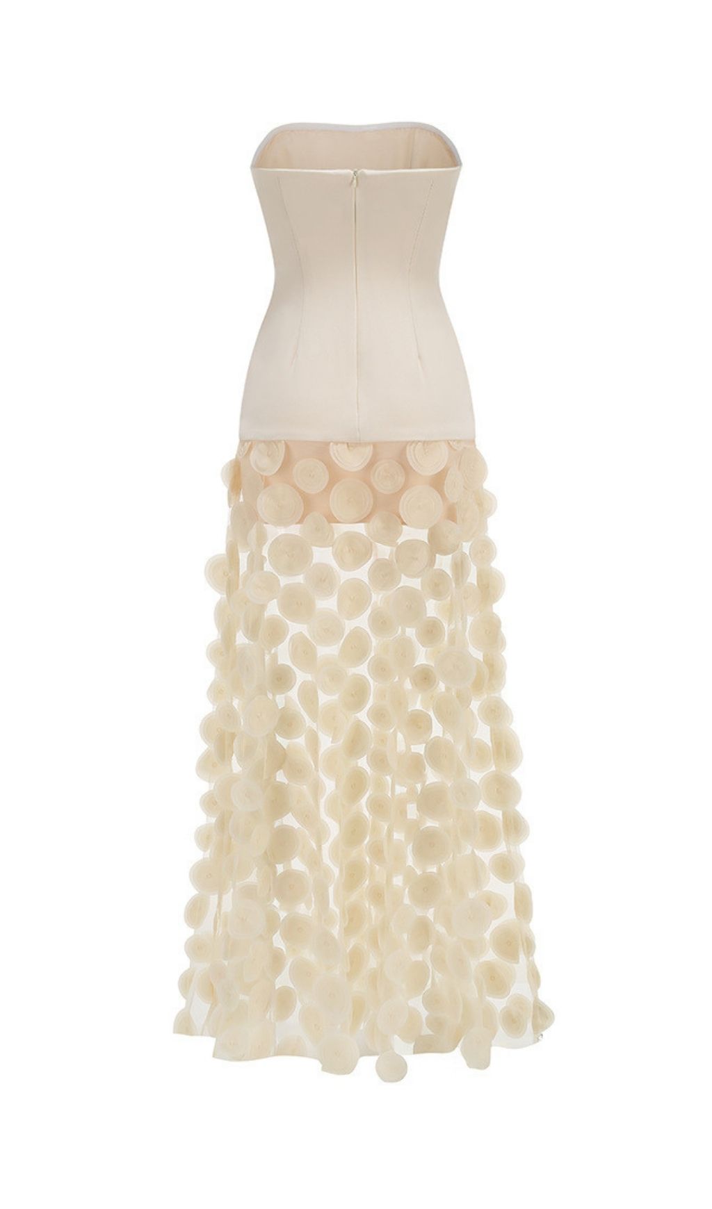 Fashionslee Women Keala Apricot Strapless Mesh Maxi Dress