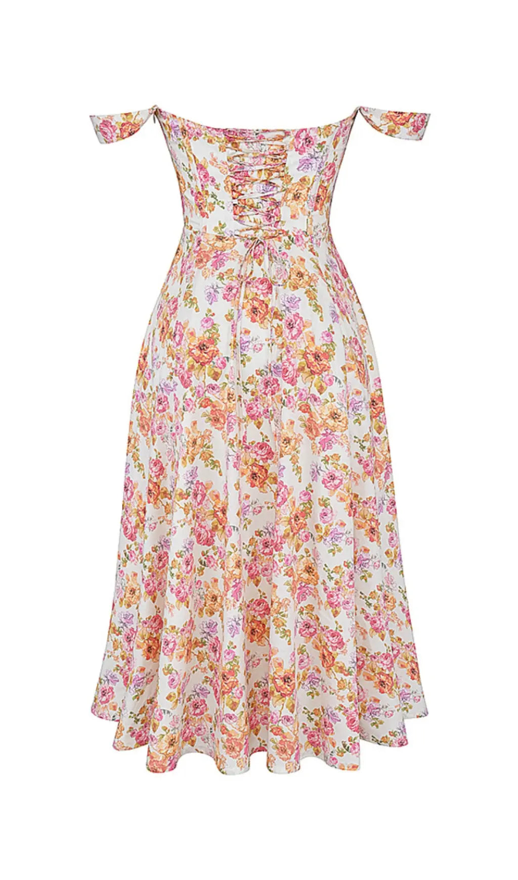 Fashionslee Women Ivory Floral Midi Sundress