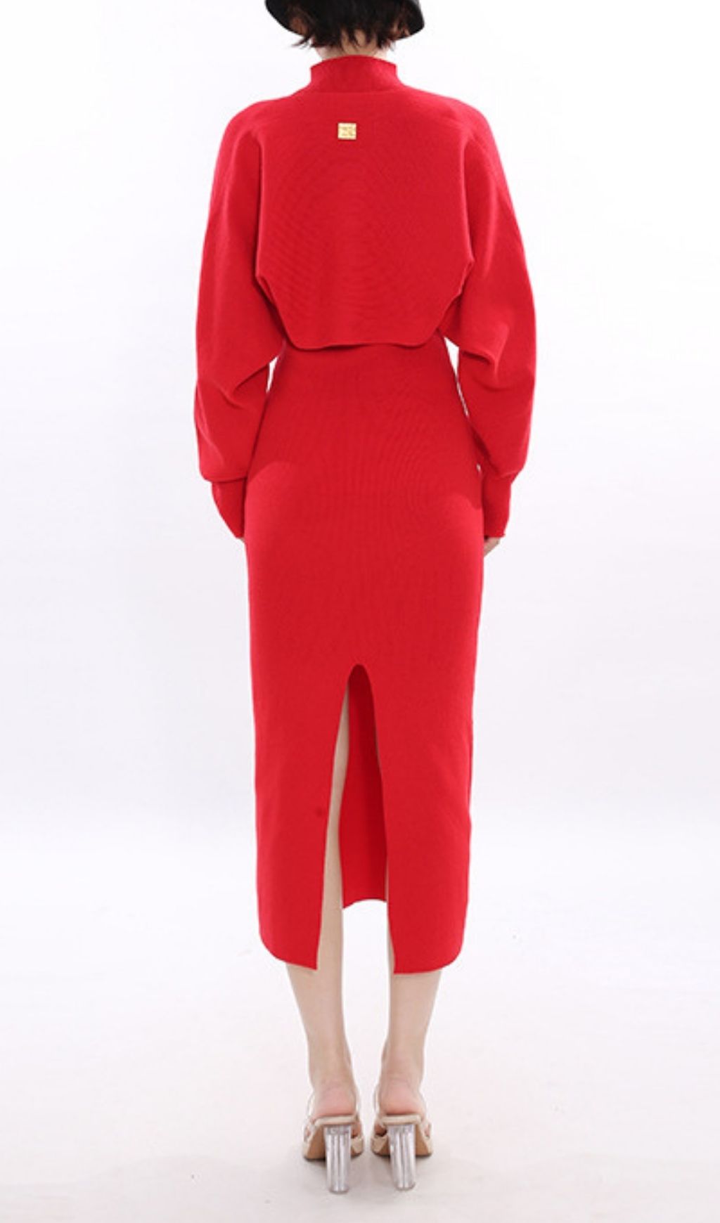 Fashionslee Women Kaitlin Red Long Sleeve Midi Dress