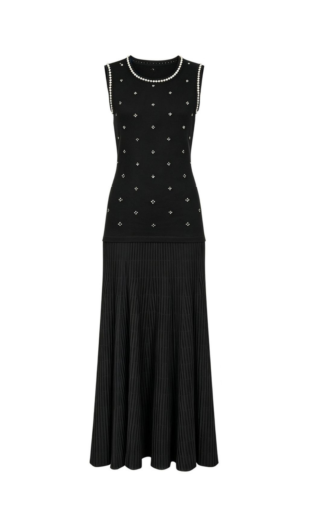 Fashionslee Women Kimberley Black Beaded Knit Midi Dress