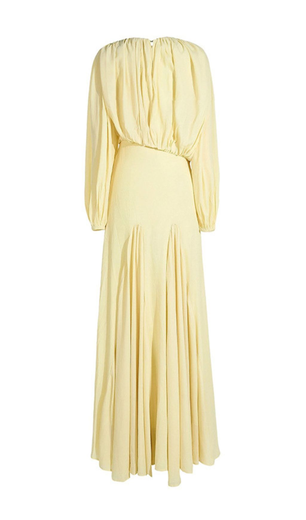 Fashionslee Women Jimena Yellow Pleated Long Sleeve Maxi Dress