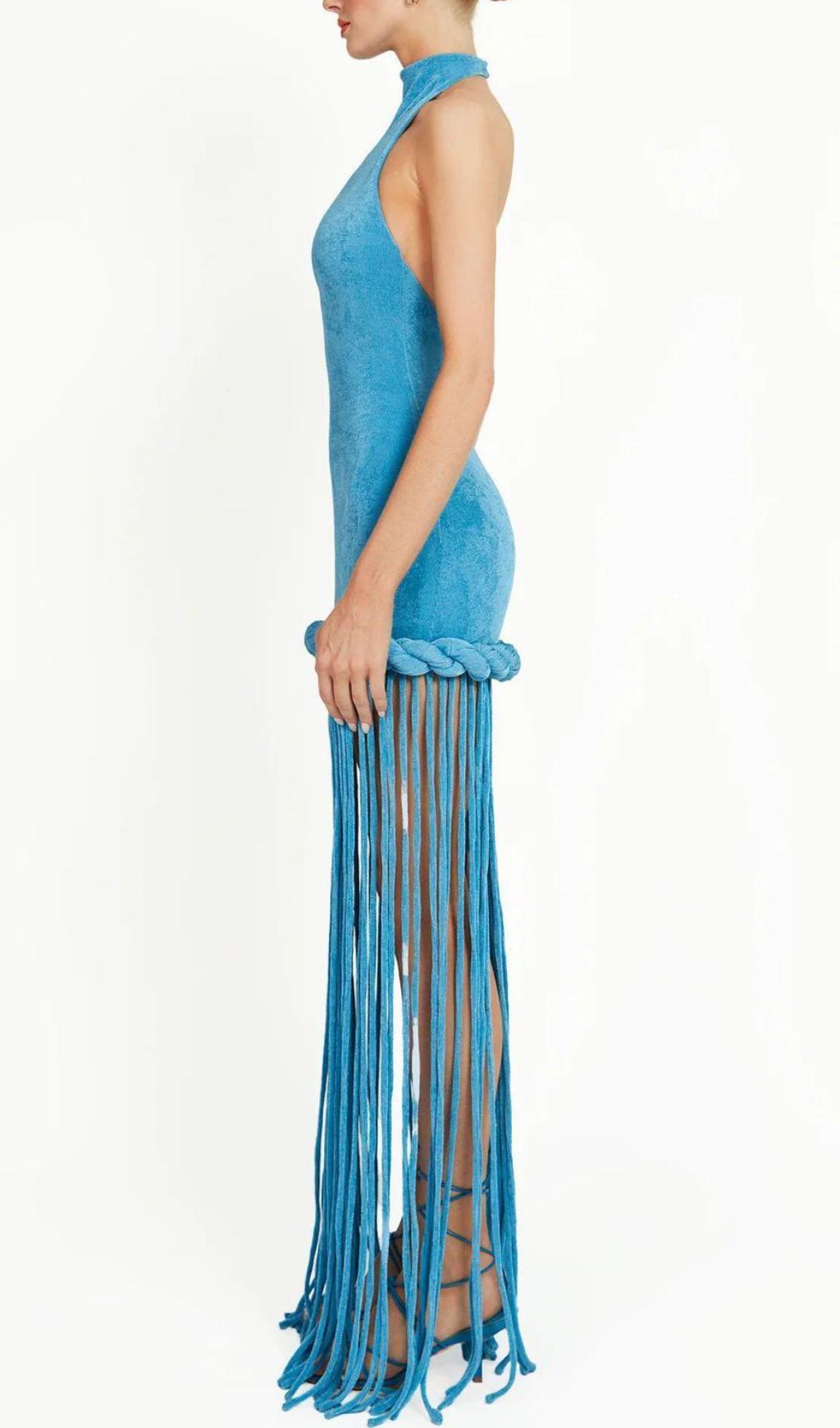 c2af923f0523e33da8371da7717da0f9.jpg Fashionslee Women Jamie Blue Halter Tassel Velvet Maxi Dress