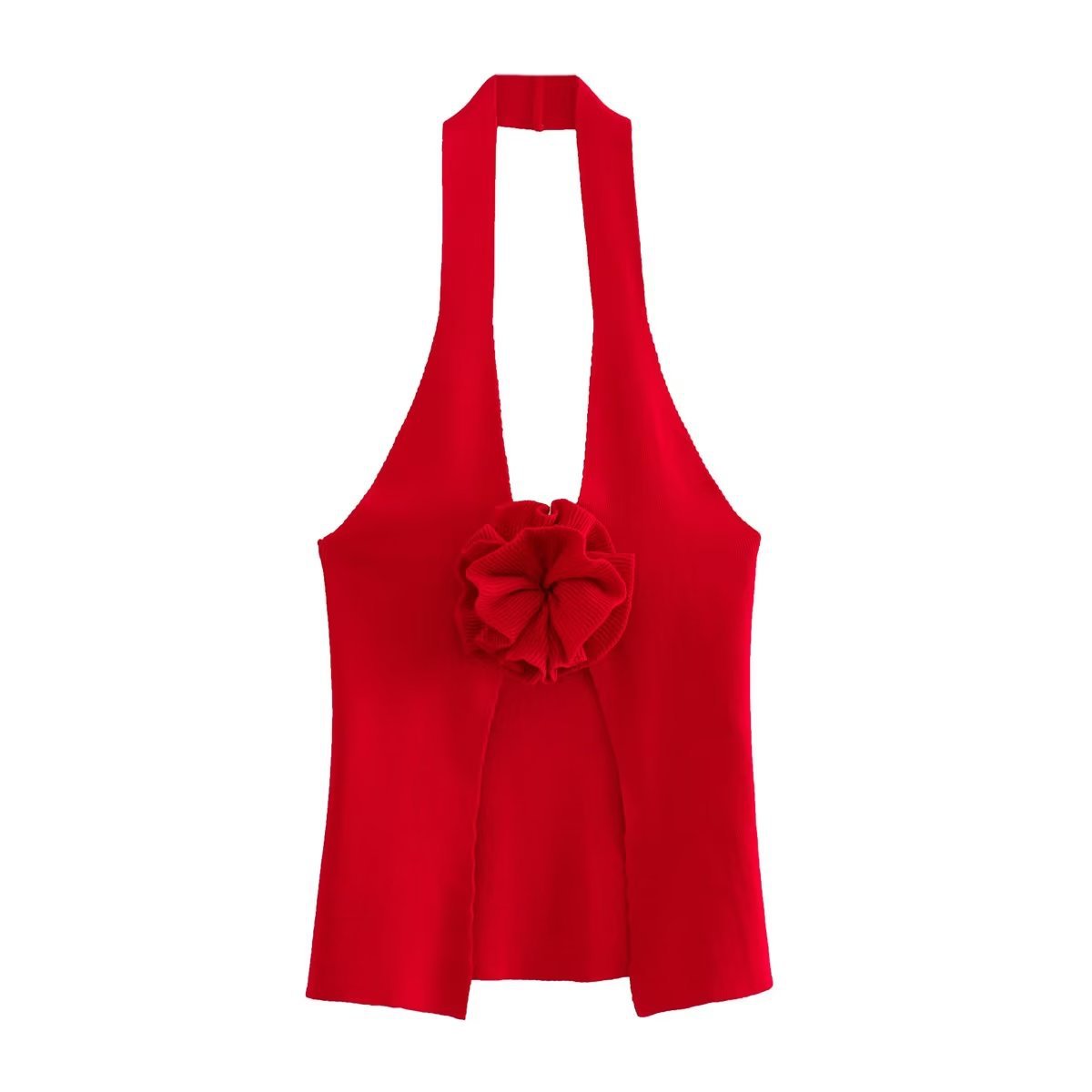c2b203f9305f05d6754b3a53335856c6.jpeg Fashionslee Women Halterneck Flower Top In Red