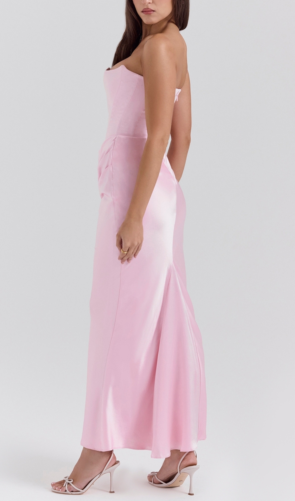 Fashionslee Women Ruched Corset Dress Maxi Dress In Pink
