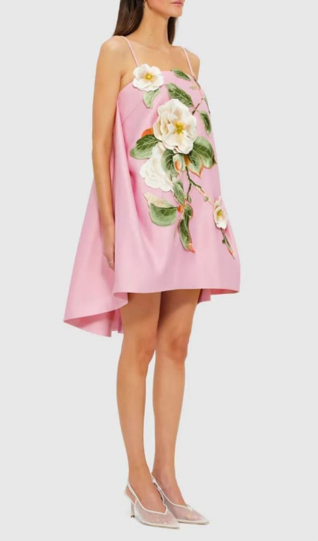 Fashionslee Women Fina Pink Flower Embroidery Mini Dress