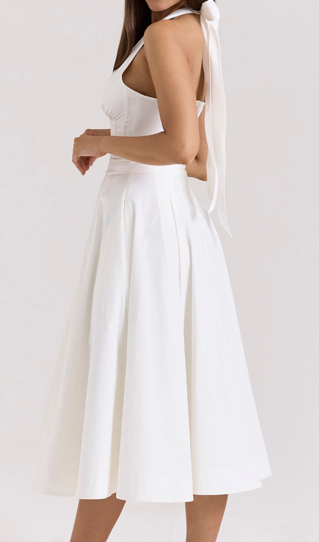 c31343ffff906bbfb33d29a69d2757b4.jpg Fashionslee Women Dezba White Halter Corset Midi Dress