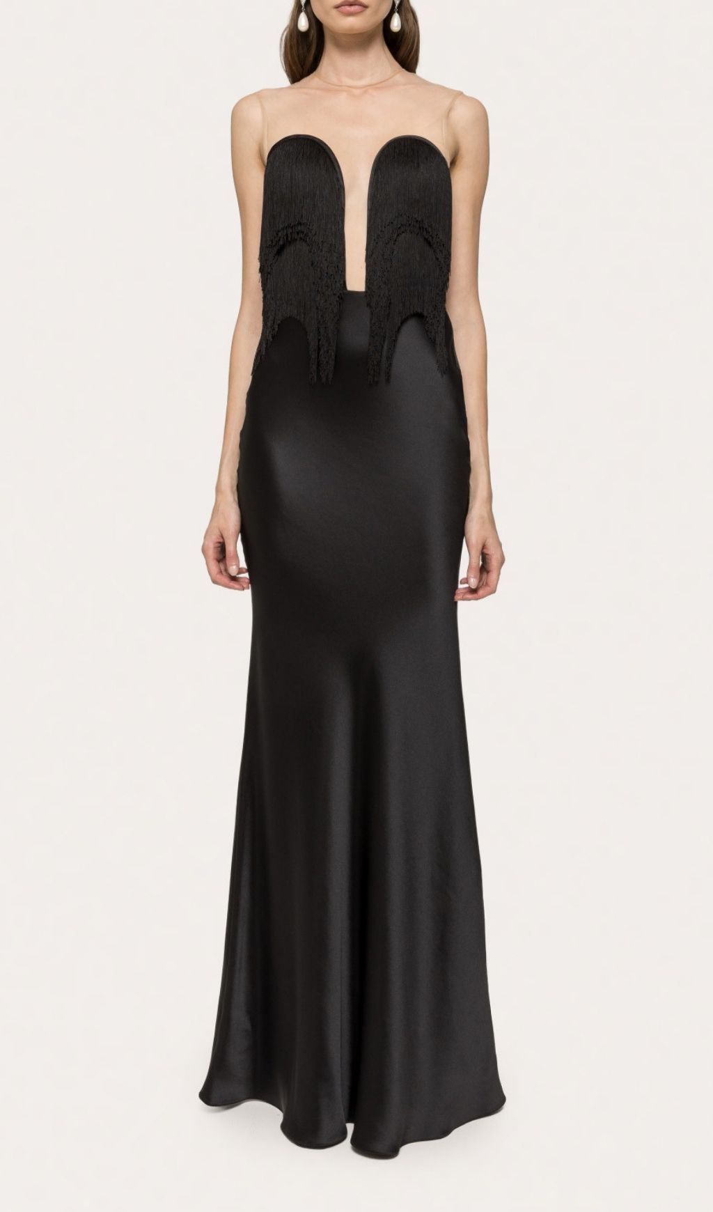 Fashionslee Women Katell Black Sleeveless Tassel Backless Maxi Dress
