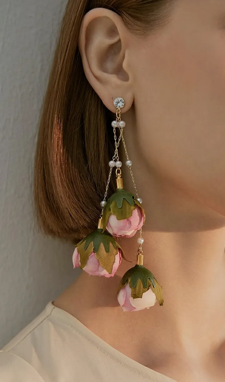 TRENDING ROSE TASSEL EARRINGS VIRAL AESTHETIC