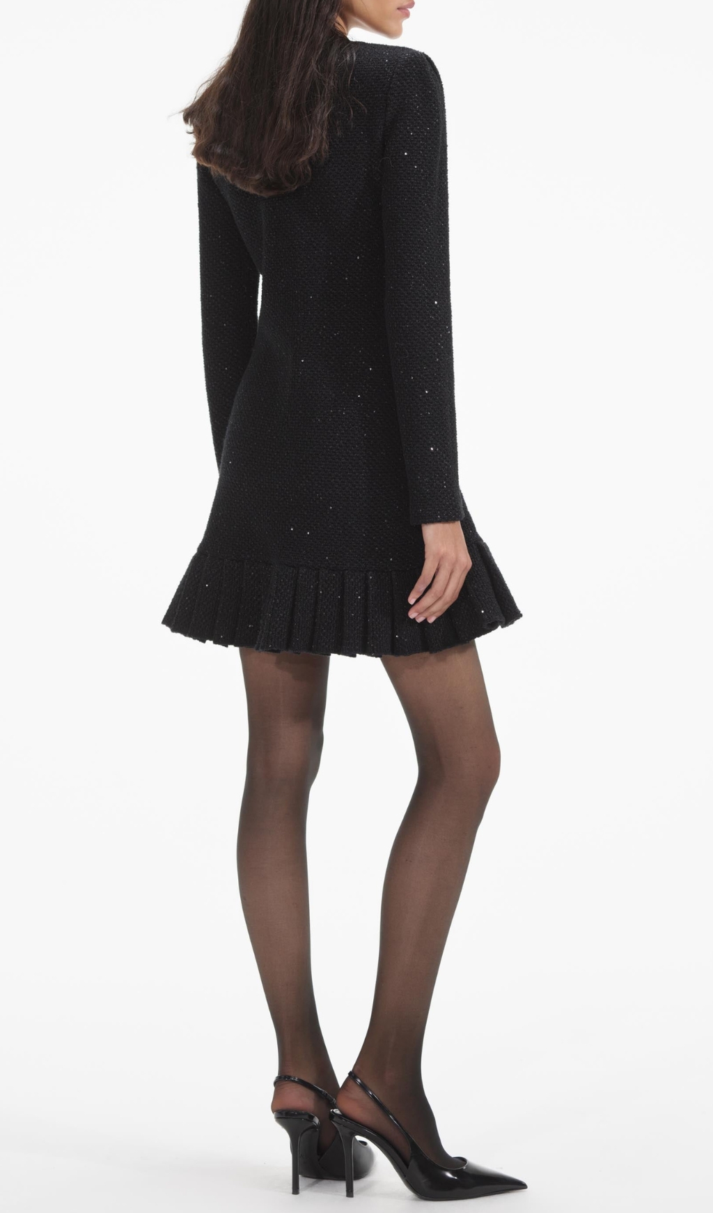 Fashionslee Women Black Buttoned Long Sleeve Knit Mini Dress