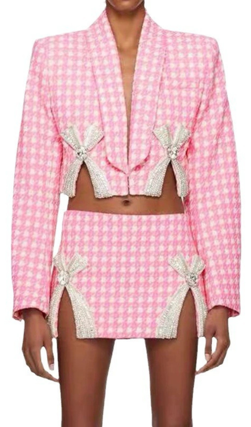 c3415635461ce3d306a6e534d7a23781.jpg Fashionslee Women Gus Pink Diamante Bow Two-Piece Set