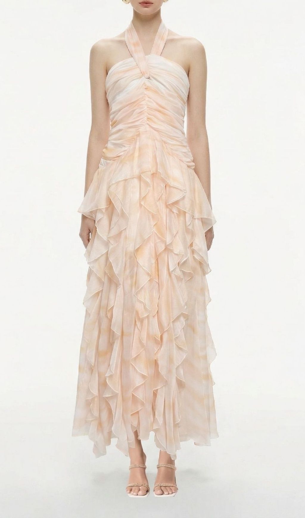 Fashionslee Women Kaylee Halter Ruffle Maxi Dress