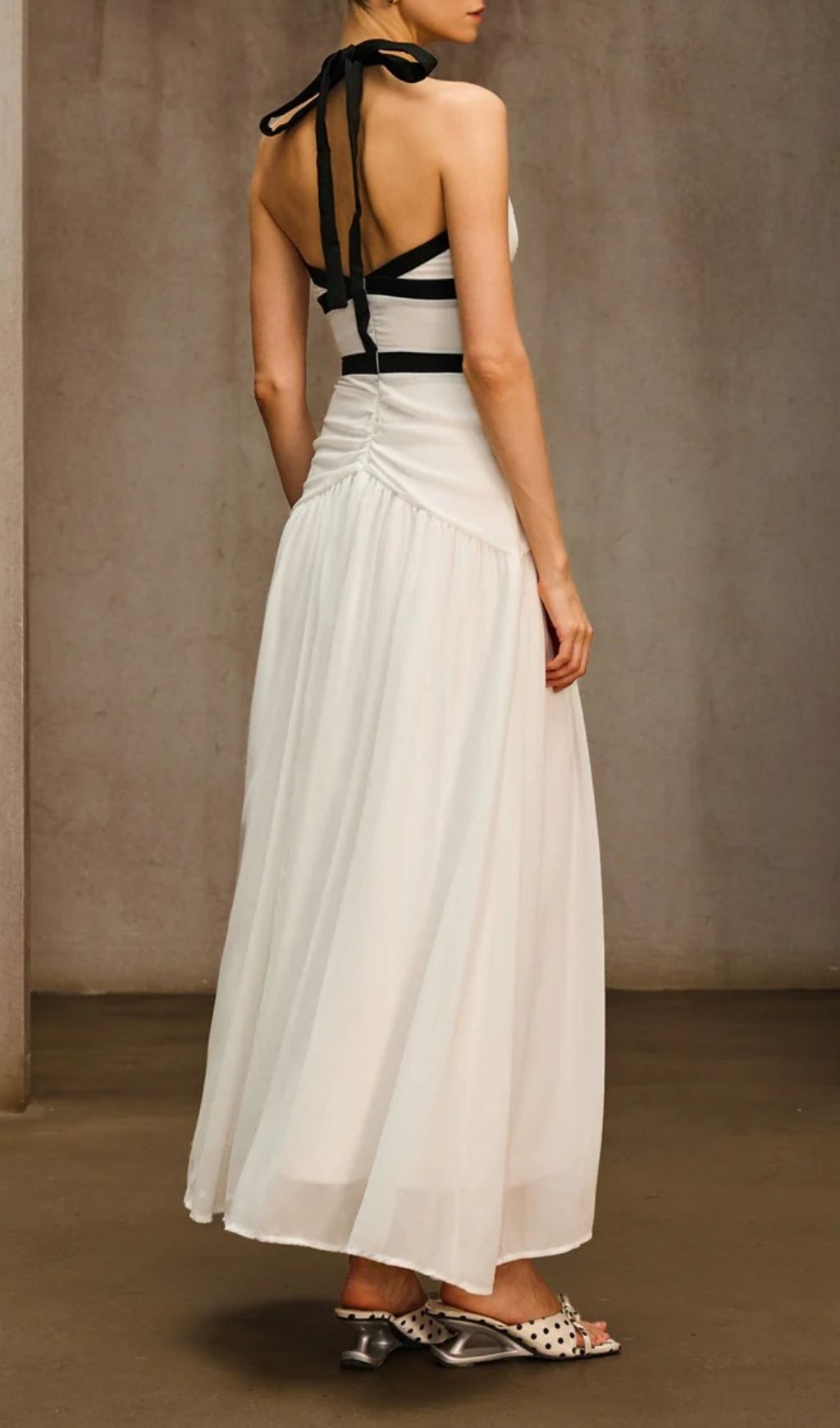 Fashionslee Women Ovelixor V Neck Bow Ruched Maxi Dress