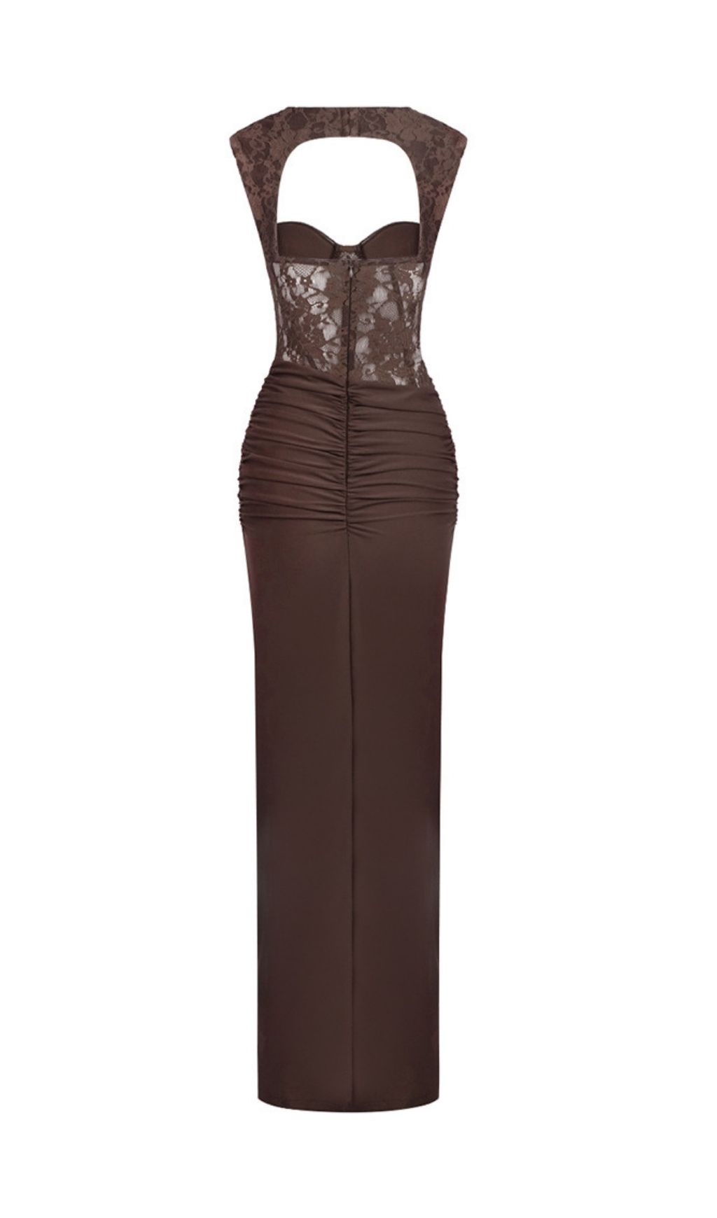 c3a3342de2a7f2e0d777c5444746abf1.jpg Fashionslee Women Keegan Brown Lace Ruched Maxi Dress