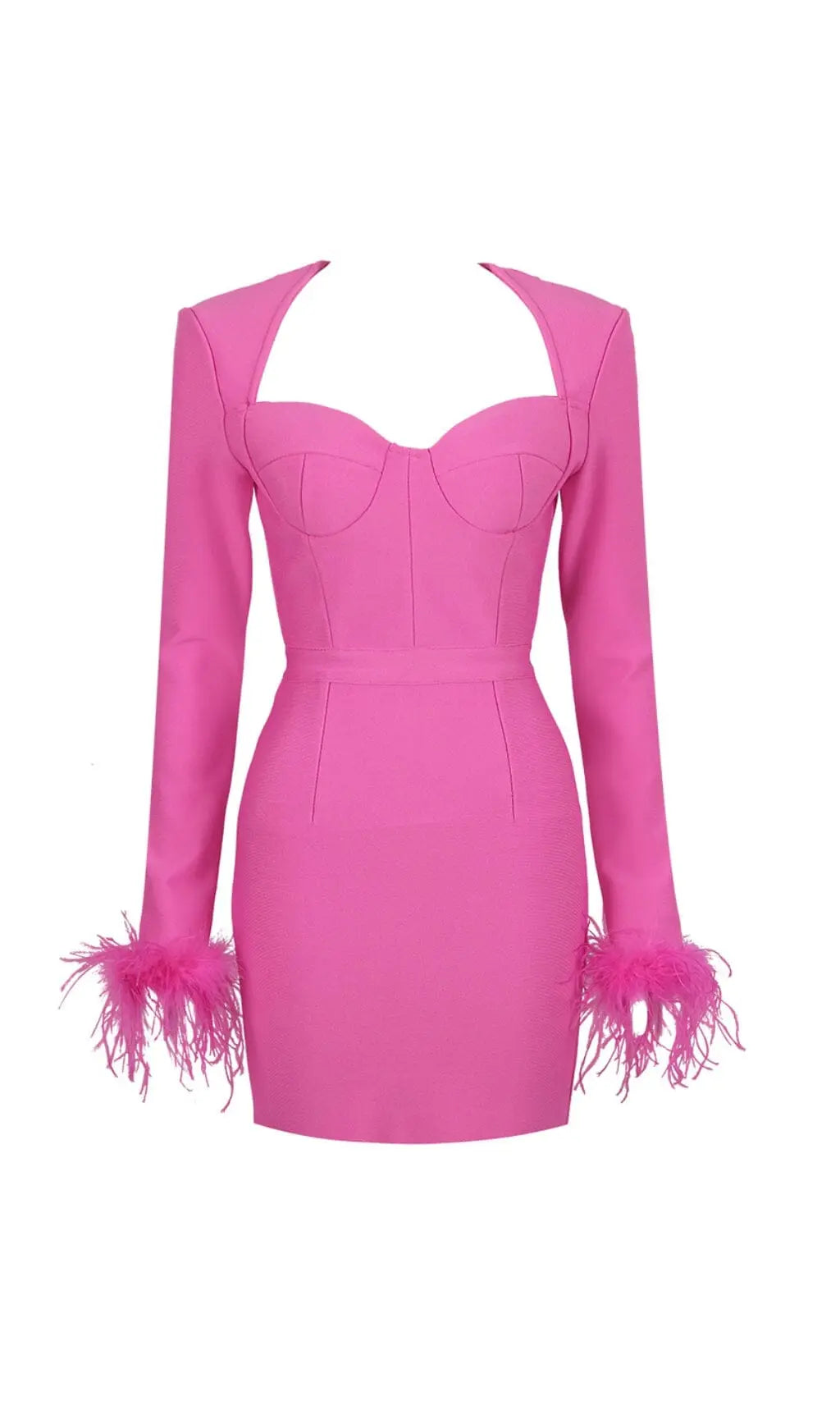 c3e026c6a81e1cd45994f17a5be9463f.jpeg Fashionslee Women Stretch Long Sleeves Mini Dress In Hyper Pink