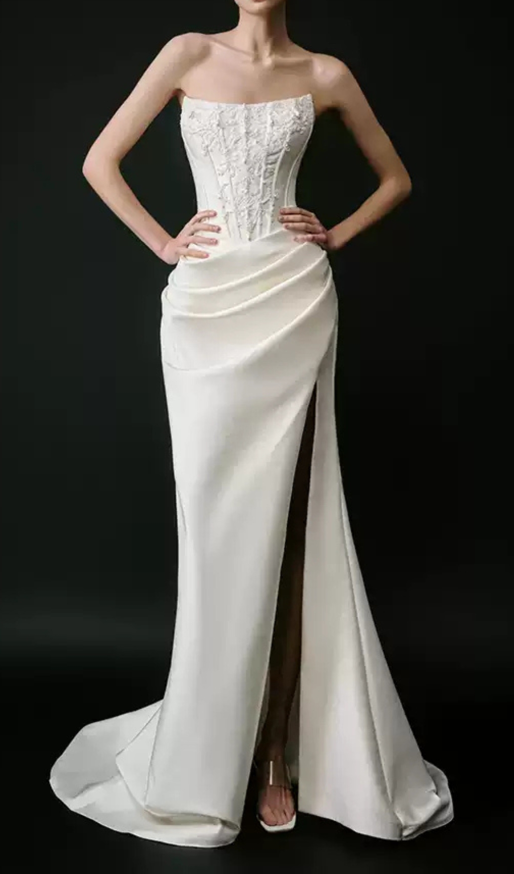 Fashionslee Women Caetana White Strapless Corset Maxi Dress