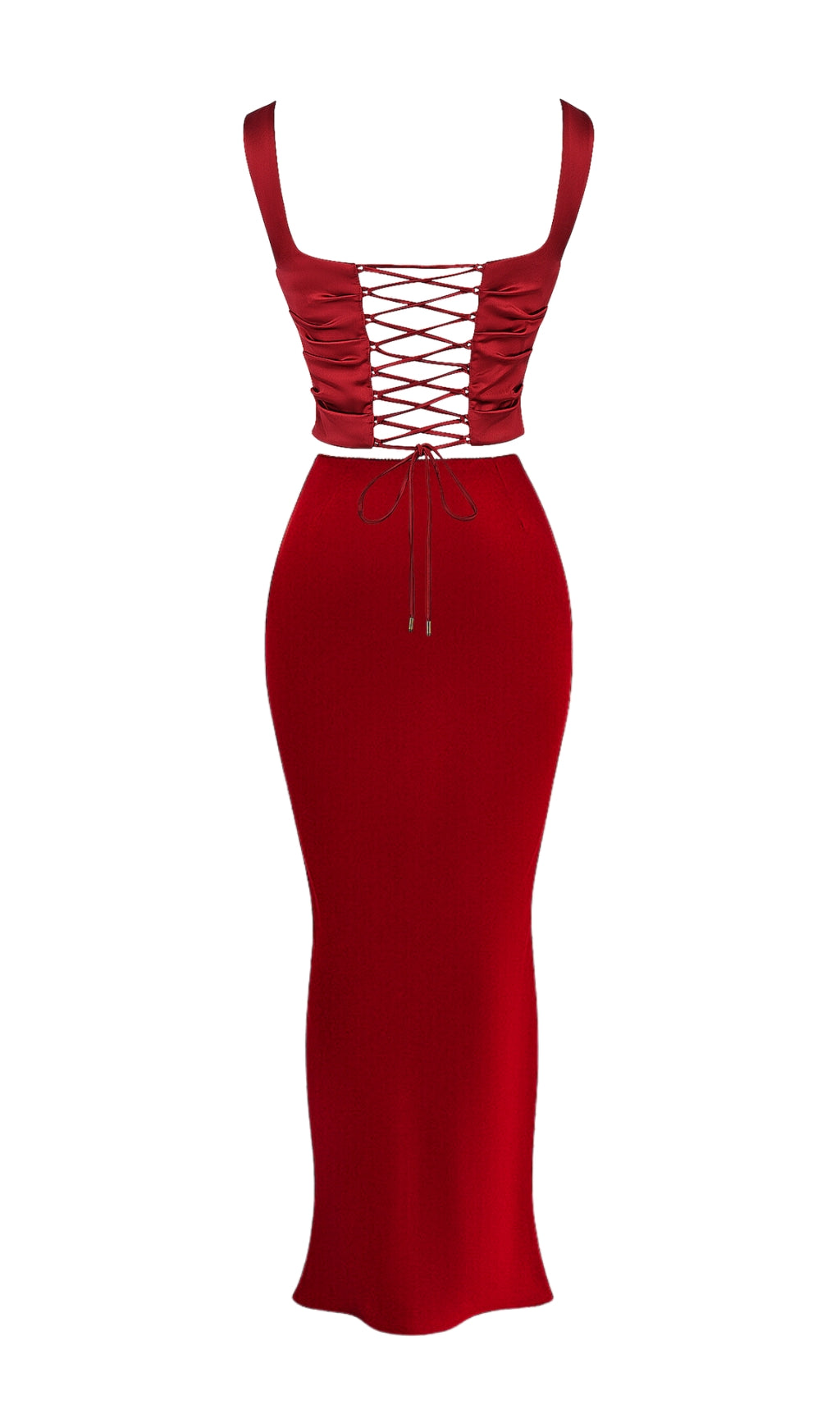 c3f5f591928e272b6b1459ed5f478a08.jpeg Fashionslee Women Satin Ruched Two Pieces Set In Red