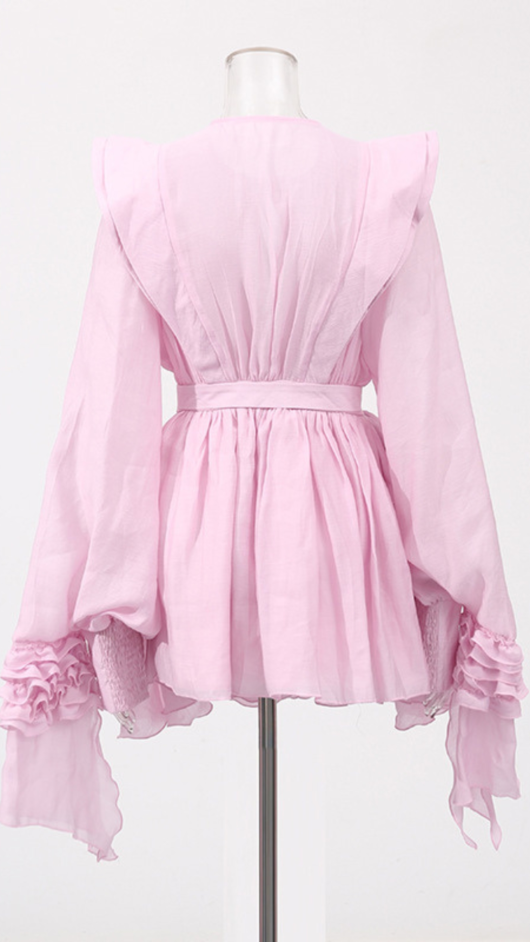 Fashionslee Women Fleur Pink Long Sleeve Ruffle Mini Dress