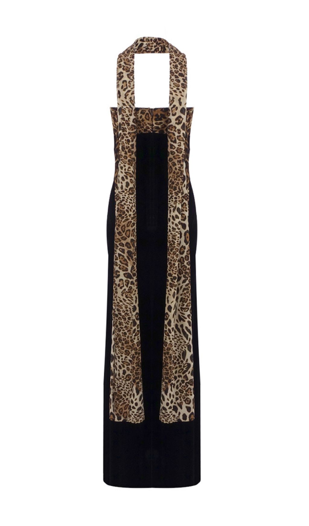 Fashionslee Women Fox Black Leopard Velvet Maxi Dress