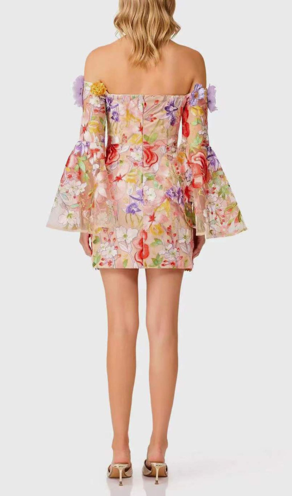 Fashionslee Women Iga Flower Embroidery Long Sleeve Mini Dress
