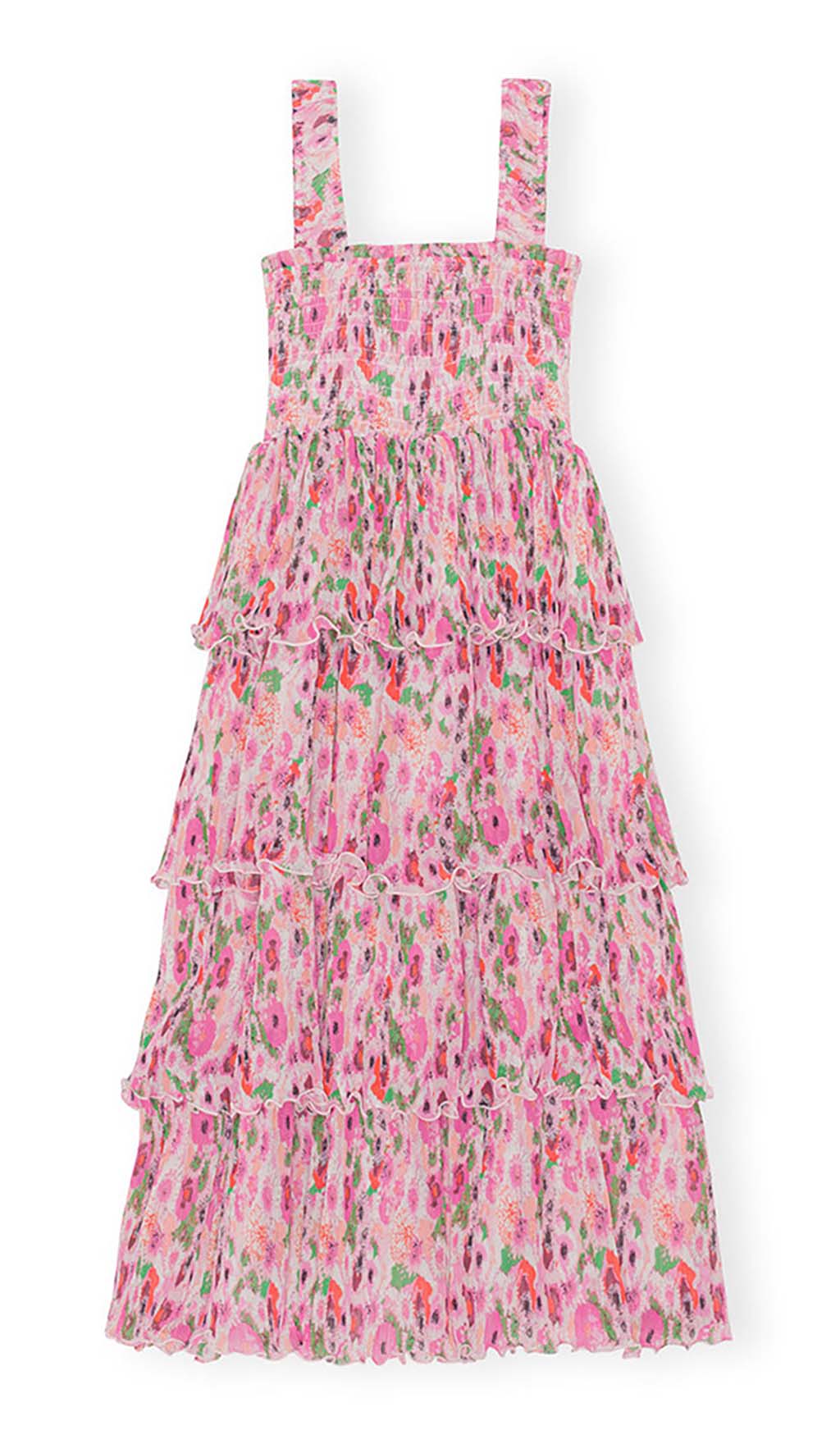 c47f9547b9126b77be6a2abbc368a730.jpeg Fashionslee Women Floral-Appliqué Tiered Midi Dress In Pink