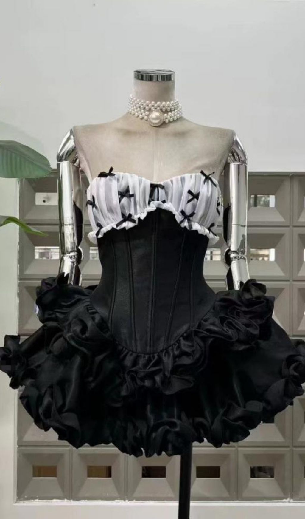 Fashionslee Women Irca Black Strapless Corset Mini Dress