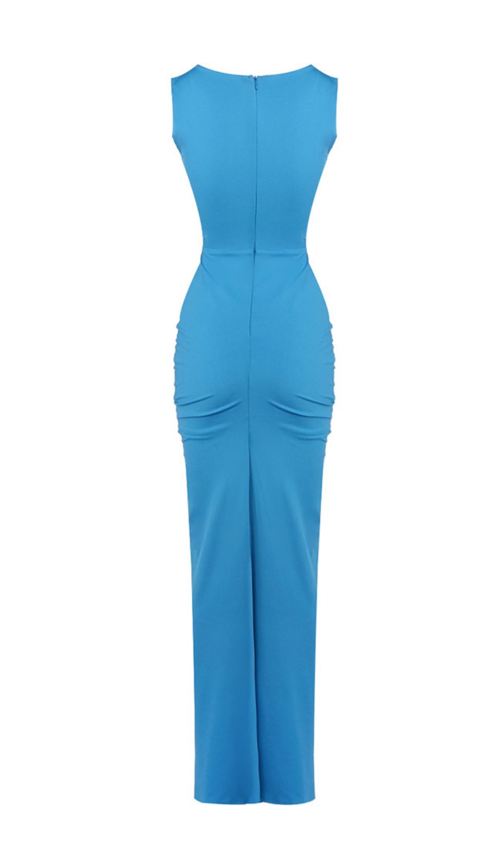 TRENDING BLUE CUTOUT RUCHED MAXI DRESS - OWNCI TRENDING BLUE CUTOUT RUCHED MAXI DRESS - OWNCI
