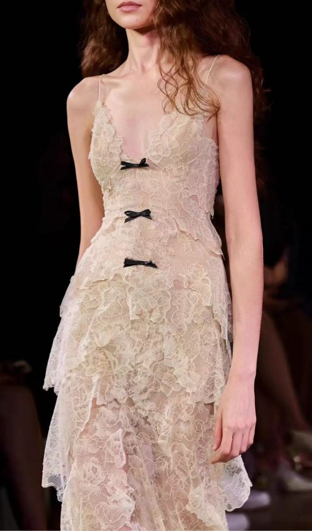 Fashionslee Women Kimmy Strappy Lace Layered Midi Dress