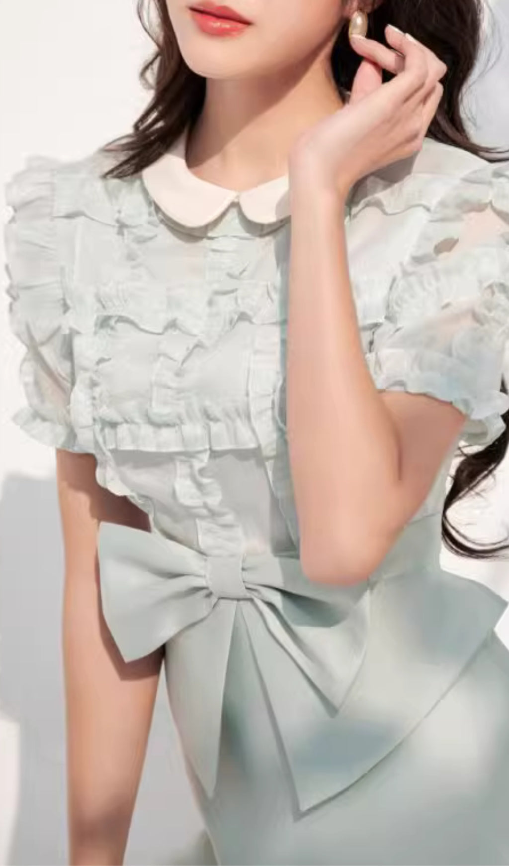 c4e9a3821a61d0c3c1dfab0f9929c65d.jpeg Fashionslee Women Bow Ruffle Mini Dress With Collar