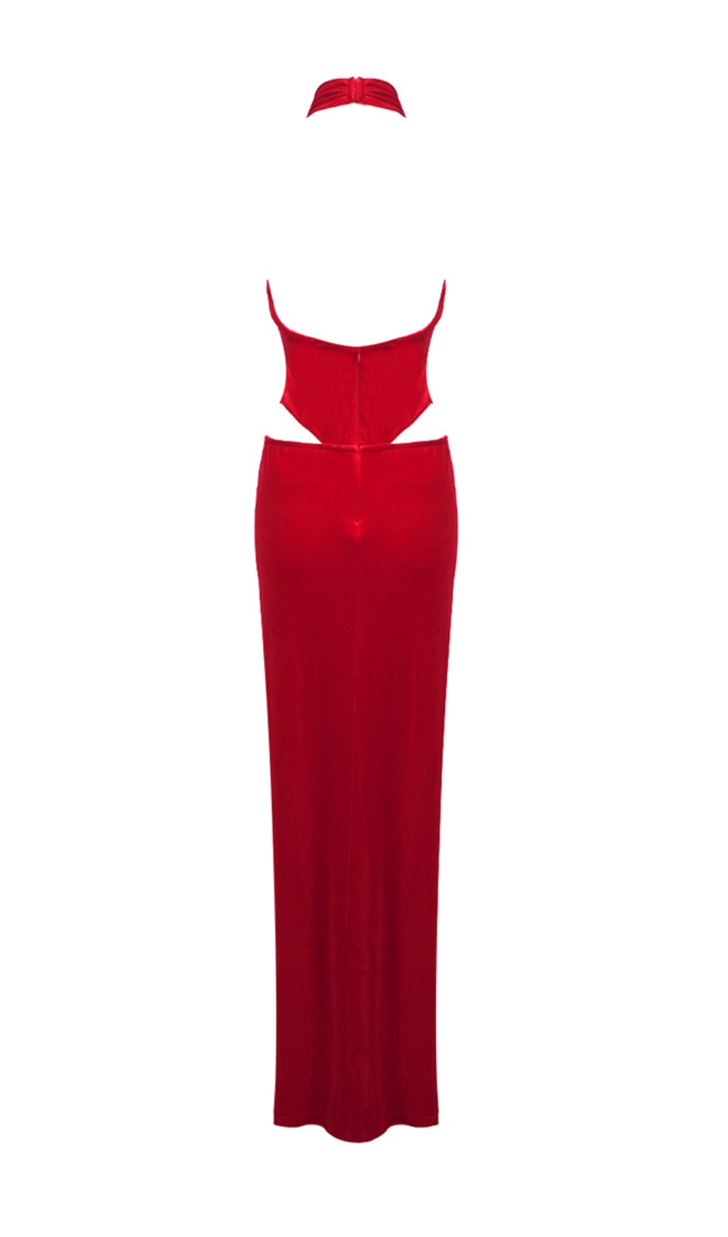 Fashionslee Women Badar Red Flower Cutout Velvet Maxi Dress