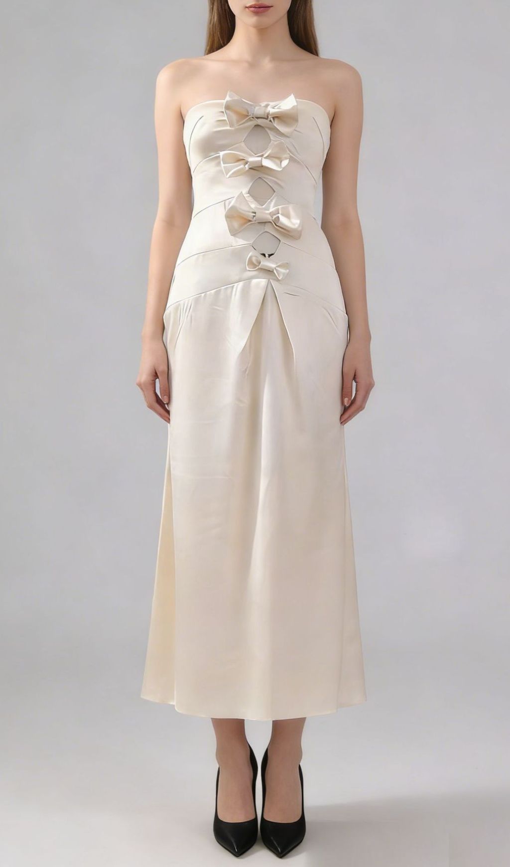 Fashionslee Women Jenielle Strapless Bow Midi Dress