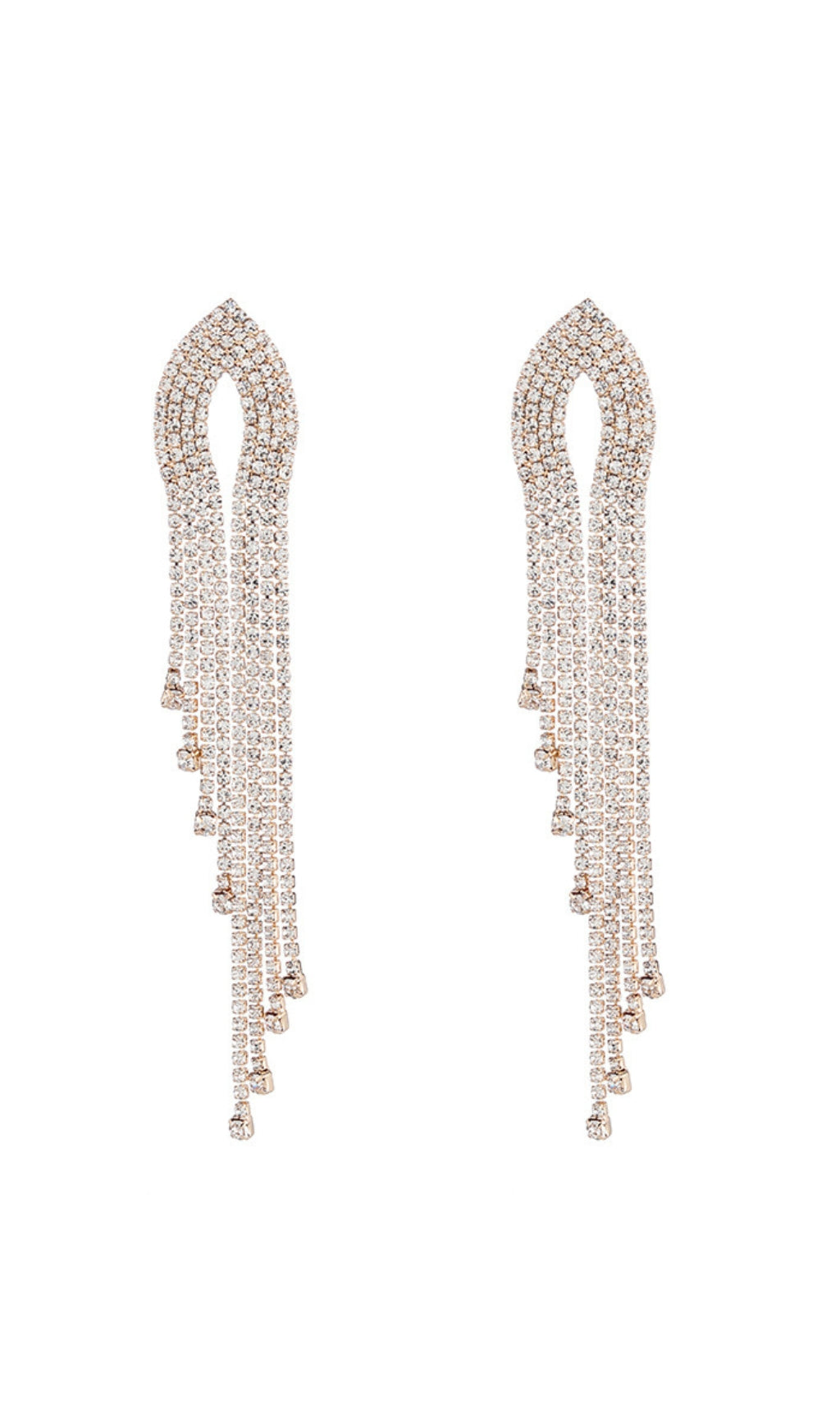 Fashionslee Women Silver Diamante Tassel Earrings