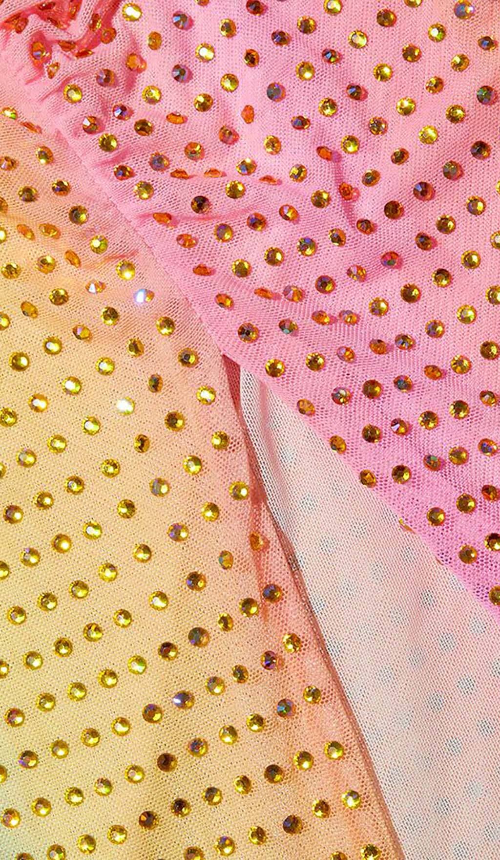 Fashionslee Women Mesh Rhinestone One Shoulder Midi Dress In Cotton Candy
