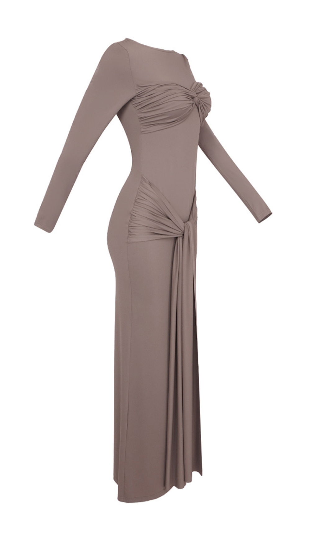 c5a47562332dd125d542adaf547b47d7.jpg Fashionslee Women Ciara Coffee Long Sleeve Draped Maxi Dress