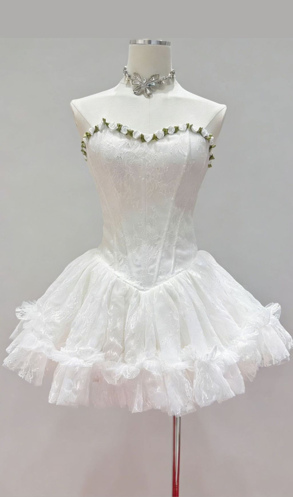 Fashionslee Women Karmina White Strapless Lace Corset Mini Dress