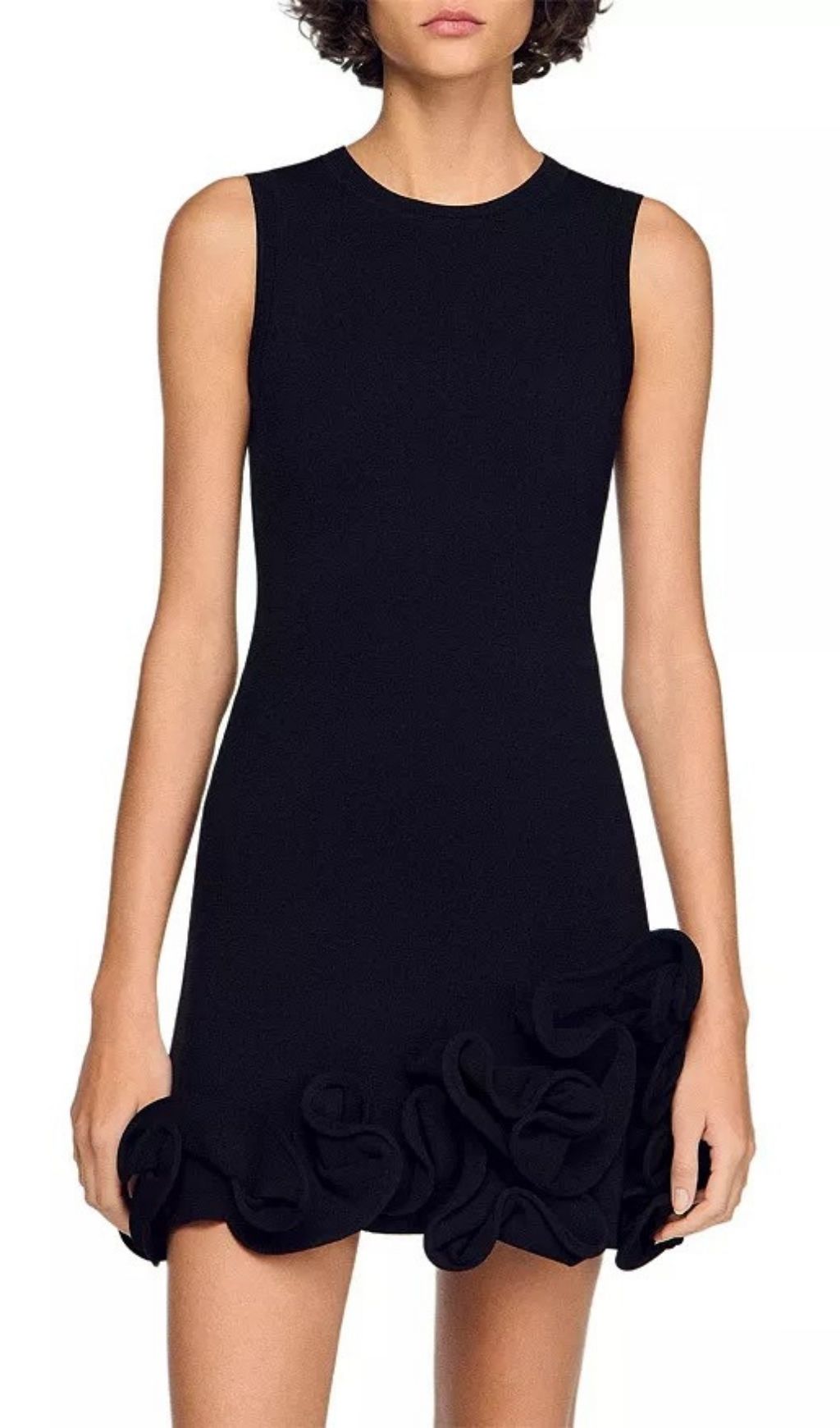 Fashionslee Women Chloe Floral Trim Knit Short Dress