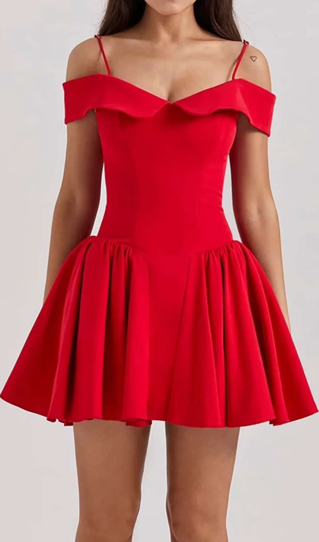 Fashionslee Women Corby Red Off-Shoulder Mini Dress