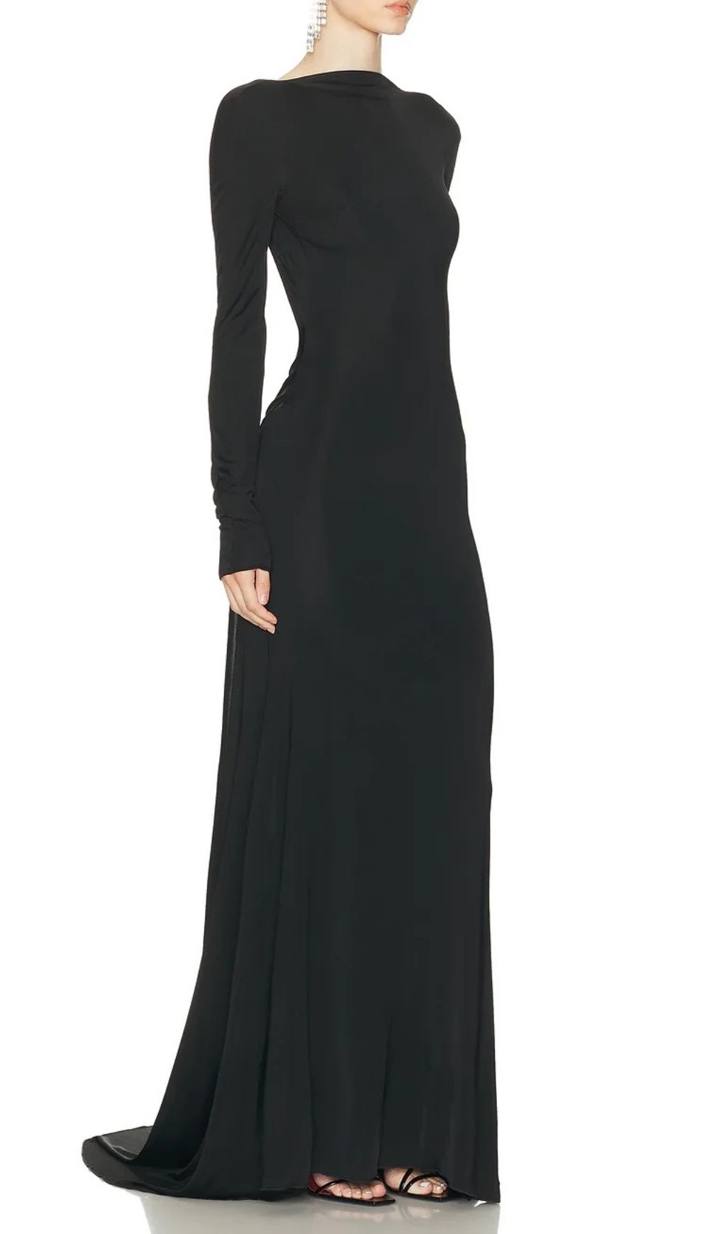 Fashionslee Women Iiona Black Backless Long Sleeve Maxi Dress